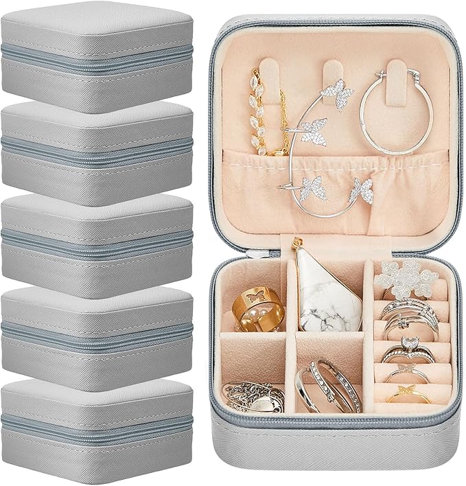 Taiyin Travel Jewelry Case, Bridesmaid Gifts Mini Jewelry Organizer, PU Leather Portable Earring Box for Women Girls