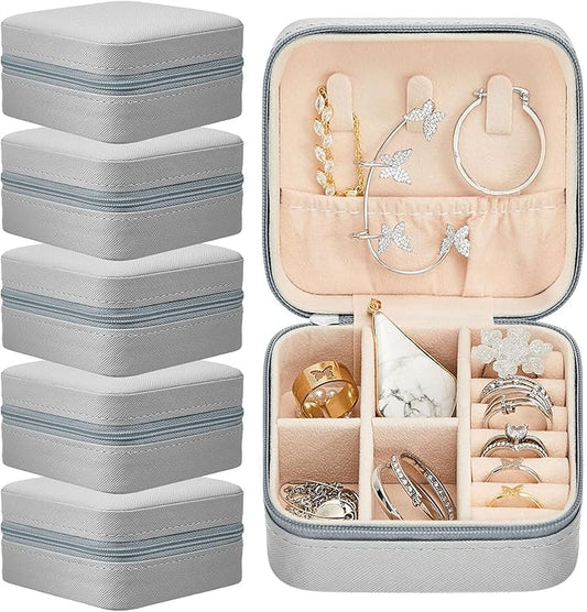 Taiyin Travel Jewelry Case, Bridesmaid Gifts Mini Jewelry Organizer, PU Leather Portable Earring Box for Women Girls