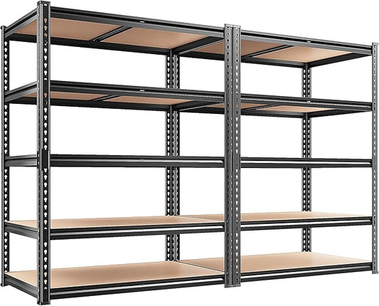 REIBII 2400LBS Storage Shelves 5 Tier Garage Shelving Heavy Duty, Adjustable Metal Shelving Unit, Garage Shelves for Basement, Warehouse, Pantry, Closet, Kitchen 72" H x 35.55" W x 16" D, 2 Pack | Heavy Duty, Adjustable, 2020LBS Capacity, Garage, Pantr...