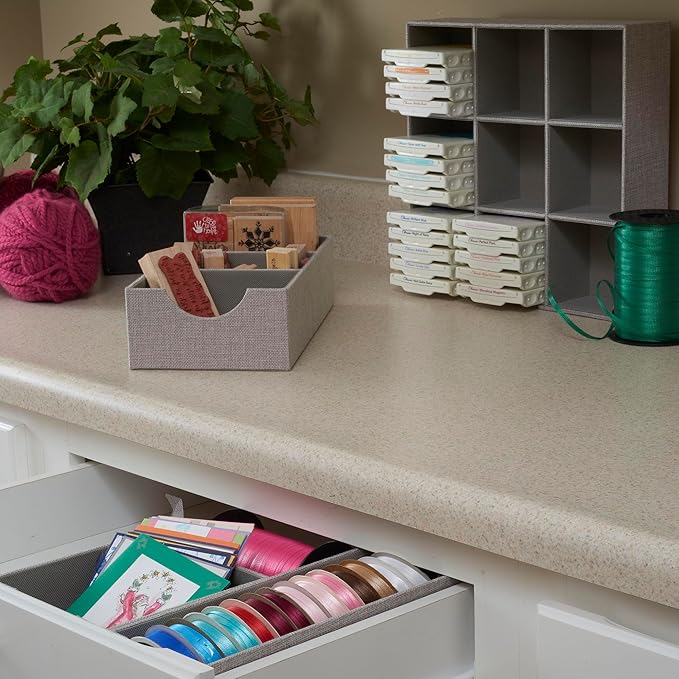 Household Essentials Grey 728-1 Deep 9 Section Drawer Organizer Box for Storage 12 in x 3.13