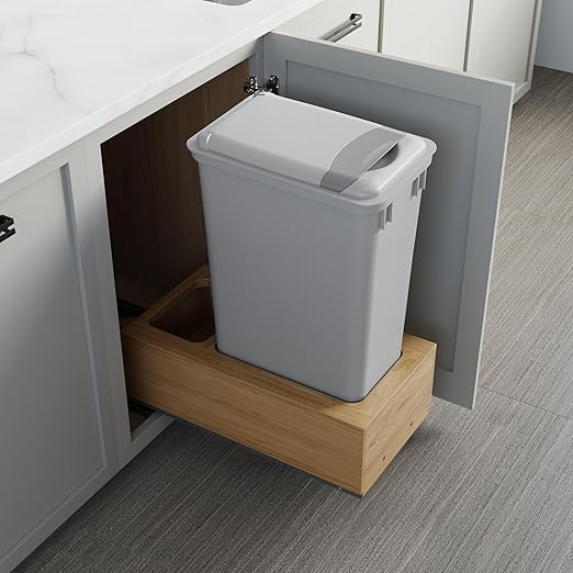 Dowell Single 50Qt Undermount Trash Pull-Out Waste Container with Full Extension Soft-Close Slides, Bottom Mounted, Face Frame/Frameless Min. Cabinet Opening: 12-1/2 Inch Wide-4008 0115 50