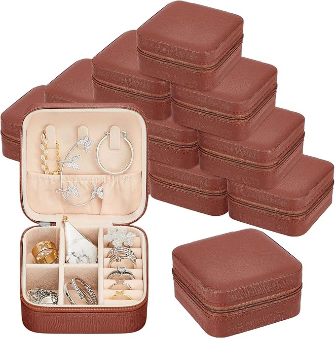 Taiyin Travel Jewelry Case, Bridesmaid Gifts Mini Jewelry Organizer, PU Leather Portable Earring Box for Women Girls