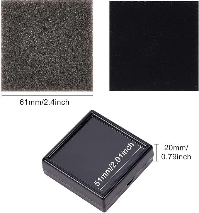 BENECREAT 10PCS Black Gemstone Display Box Square Acrylic Jewelry Box Container 2.4x2.4x0.8inch with Clear Top Lids and Sponge Inside for Mother's Day Festival Treat, Gems, Coins, Jewelry Packing