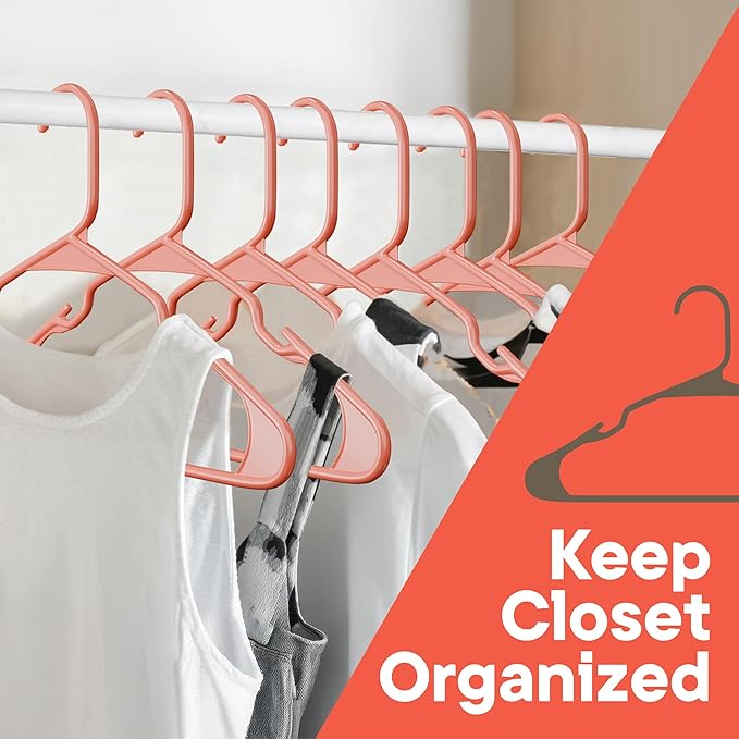 Plastic Clothes Hangers – Heavy Duty Hanger Set, for Organizing Clothes, Dresses, and Coat, Holds Up to 5 lbs, Space-Saving Hangers with Non-Slip Shoulder Grooves, Pack of 80, Brown