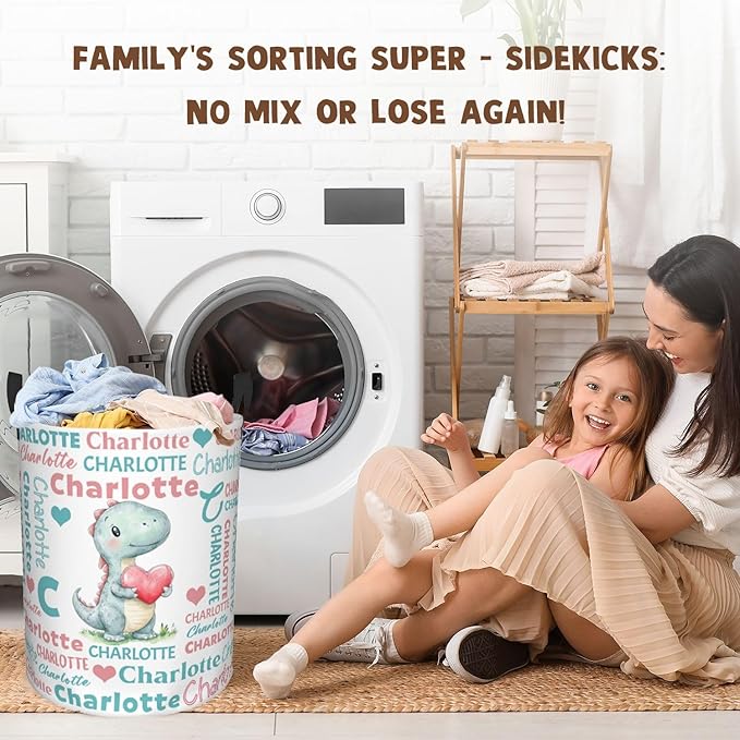 Custom Name Laundry Hamper, Personalized Laundry Basket with Name for Baby Boys Girls, Customized Collapsible Dirty Clothes Hamper Storage with Handles for Bedroom Bathroom Dorm Room Decor
