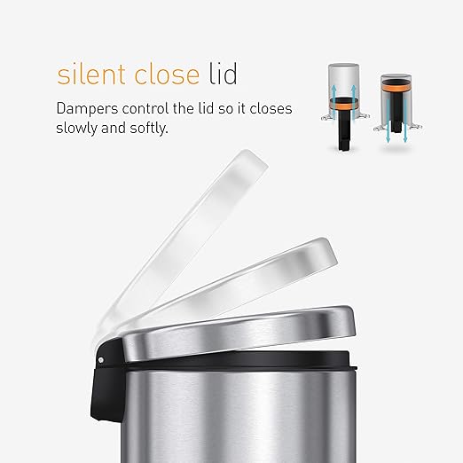 simplehuman 4.5 Liter Bathroom Trash Can, White Steel, Pack of 6