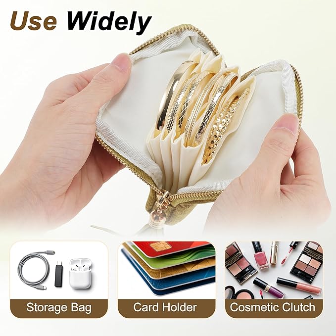 VOCOSTE Travel Jewelry Case, Portable Jewelry Organizer with 6 Independent Layers, Small Pouch Bag for Necklace Bracelet Rings Earring Storage, Women Gift Idea, Green