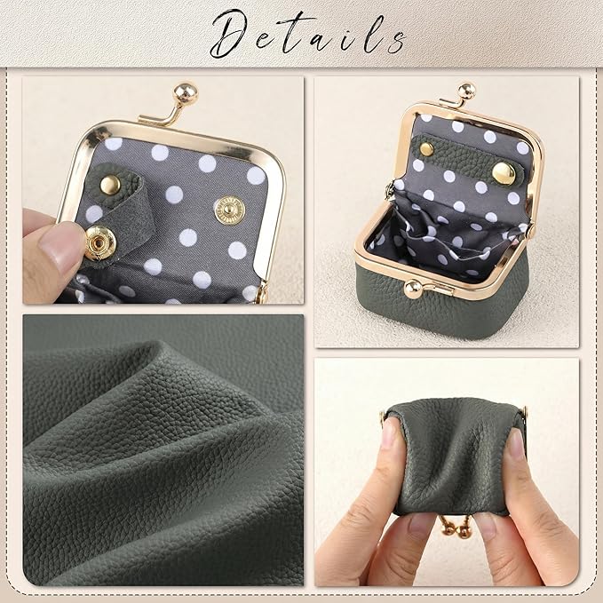 Zivyes Mini Jewelry Box Travel Small Coin Purse Organizer Case Genuine Leather Tiny Size (panel pale green)