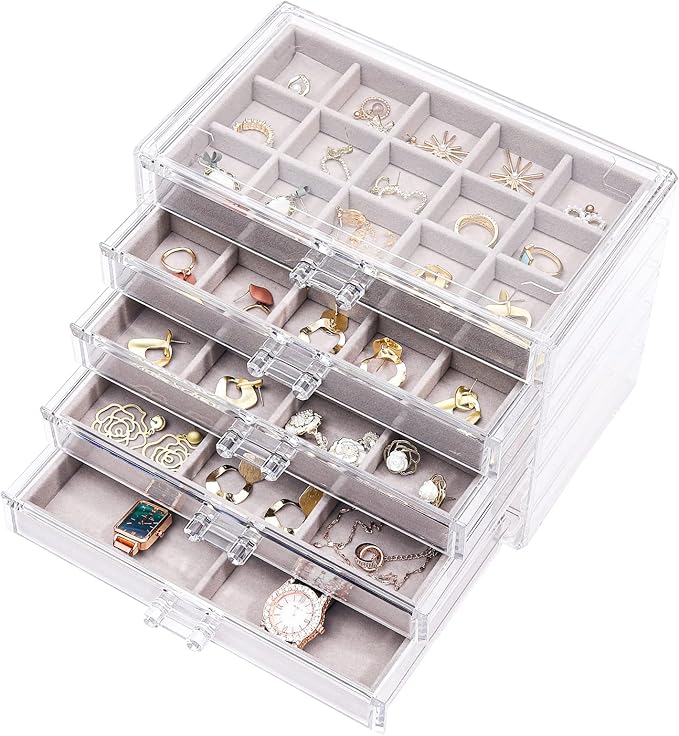 Cq acrylic Jewelry Organizer With 5 Drawers