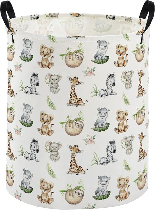 Kids Laundry Basket Animal Hamper for Nursery Animals Hamper Kids Storage Bin Room Decor for Home(Jungle animal)