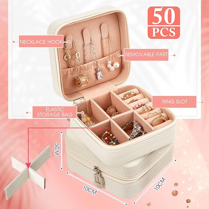Taiyin Travel Jewelry Case, Bridesmaid Gifts Mini Jewelry Organizer, PU Leather Portable Earring Box for Women Girls