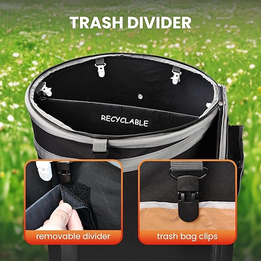 Pop-Up Trash Bin with Removable Divider, Heavy Duty Bottom, Collapsible Storage for Camping, Laundry, Storage and Garden, Waterproof and Tear Resistance Material with Air Vent