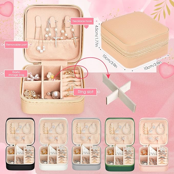 Taiyin Travel Jewelry Case, Bridesmaid Gifts Mini Jewelry Organizer, PU Leather Portable Earring Box for Women Girls
