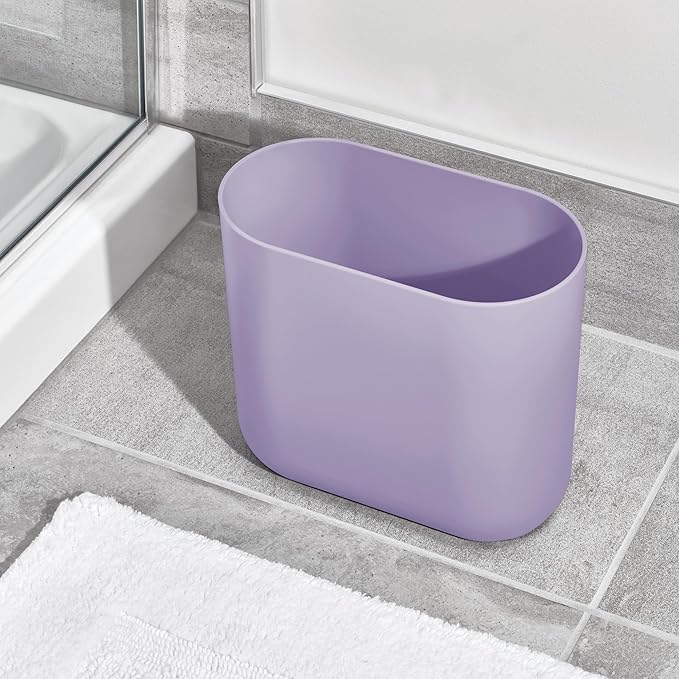iDesign Small Slim Plastic Bathroom Trash Can, Garbage Can for Bedroom, Office, Desk, Dorm, Purple