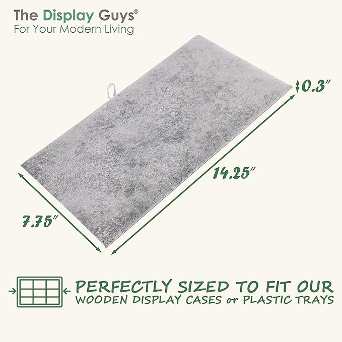 TheDisplayGuys For Your Modern Living 2-Pack Flat Foam Cushion Jewelry Display Pad Inserts - Velvet - Tray/Case Liners - Necklaces, Bracelets, Watches (Gray) by The Display Guys