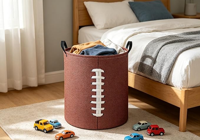 Baby Laundry Hamper kids laundry Basket Waterproof Laundry Bag for Bedroom Toy Clothes Organizer Room Décor(Football)