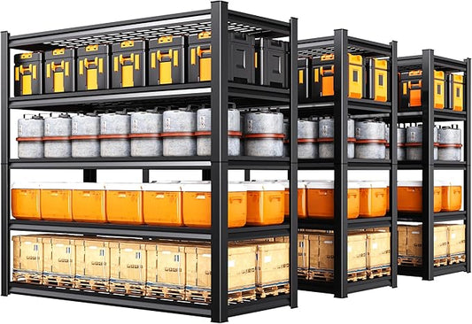 Set of 3 Heavy Duty Garage Shelving 5-Tier Storage Shelves, Adjustable Metal Shelving Unit, Utility Garage Organizer Shelf for Basement, Pantry, Warehouse, Supermarket, 59" W x 19.7" D x 72" H