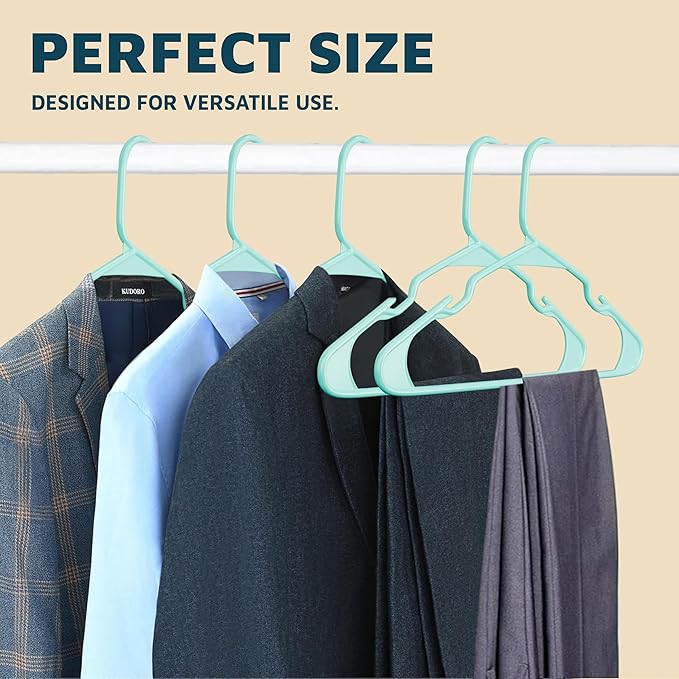 Lifemaster Plastic Clothes Hangers – Heavy Duty Hanger Set, for Organizing Clothes, Dresses, and Coat, Holds Up to 5 lbs, Space-Saving Hangers with Non-Slip Shoulder Grooves, Pack of 30, Aqua