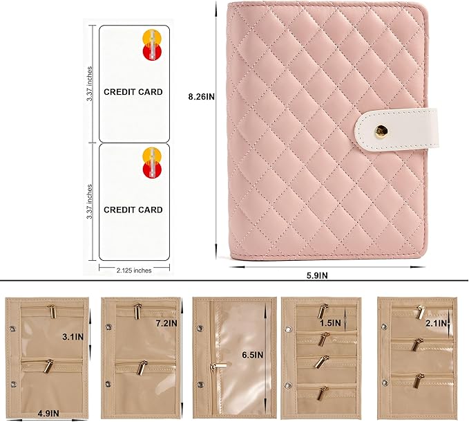 PU Leather Travel Jewelry Binder Organizer - Jewelry Boxes Case Ring Binder Storage Book with Zipper Velvet Pouches Bags for Women Gifts - Grey