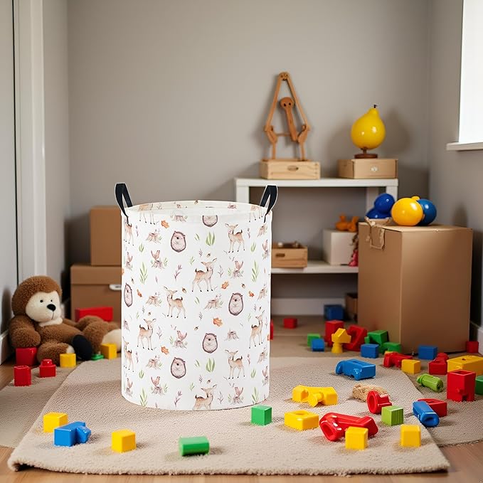 Baby Laundry Basket Baby Nursery Hamper Kids Laundry Basket Toy Storage Bin for Boys Room Decor Gift Baskets for Bedroom Bathroom(Fall Animal)