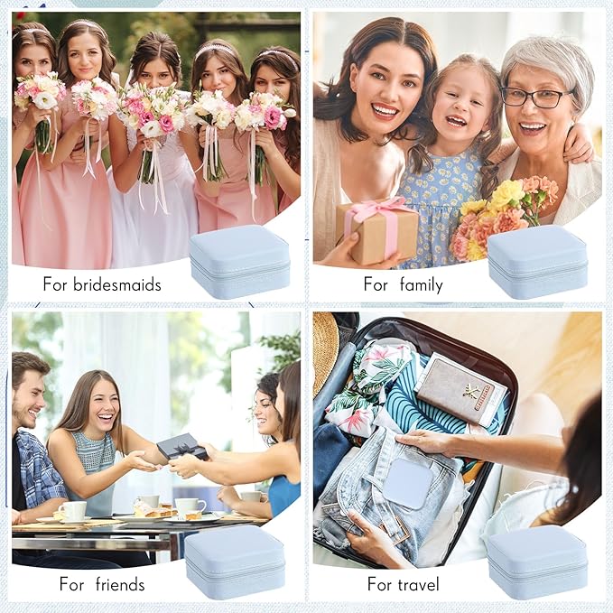 Taiyin Travel Jewelry Case, Bridesmaid Gifts Mini Jewelry Organizer, PU Leather Portable Earring Box for Women Girls