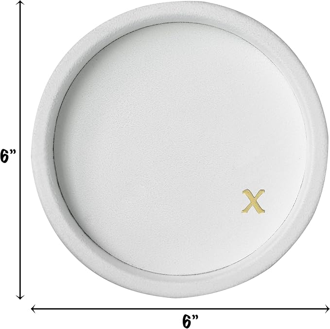 COLLECTIVE HOME - Velvet Jewelry Tray, 6" Monogrammed Jewelry Dish, Smooth Velour Display Dish for Rings, Earrings, Necklaces, Makeup, Personalized Gifts for Women (White-x)
