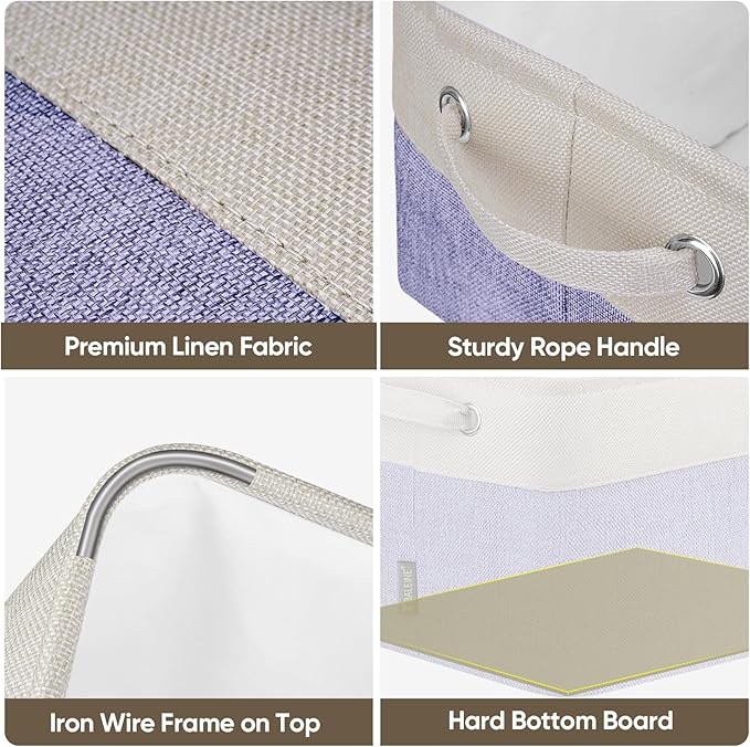 BALEINE 4 Pack Fabric Closet Storage Bins for Shelves, Linen Closet Organizers and Storage, Decorative Baskets for Organizing, Shelf, Clothes, Home, Office (Lavender, 12"x8"x8")