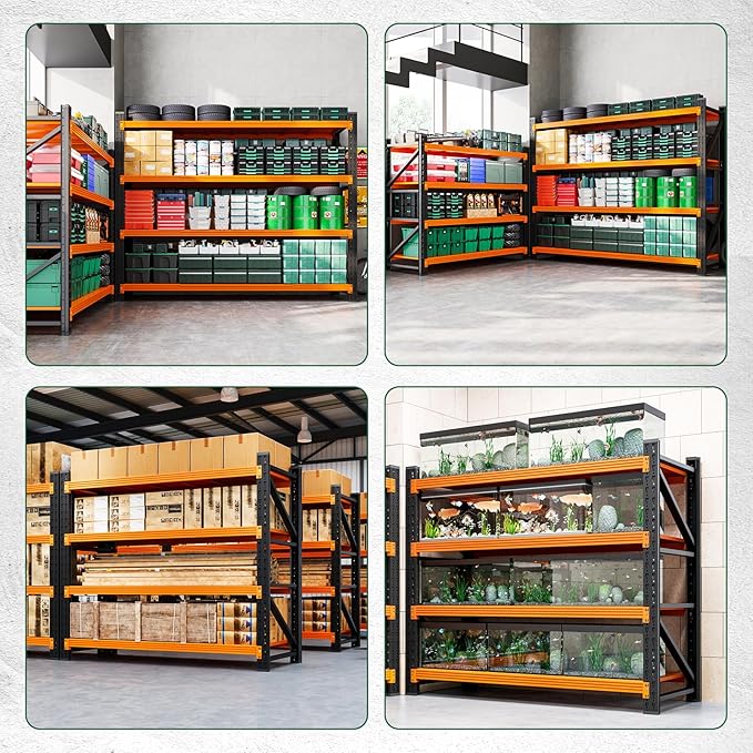 Letaya 3000LBS Heavy Duty Storage Shelves,70" H Metal Garage Shelving Units,4 Tier Large Tall Industrial Shelving,Adjustable Utility Rack Shelf for Warehouse,Basement (Orange, 48" W x 24" D x 70" H)