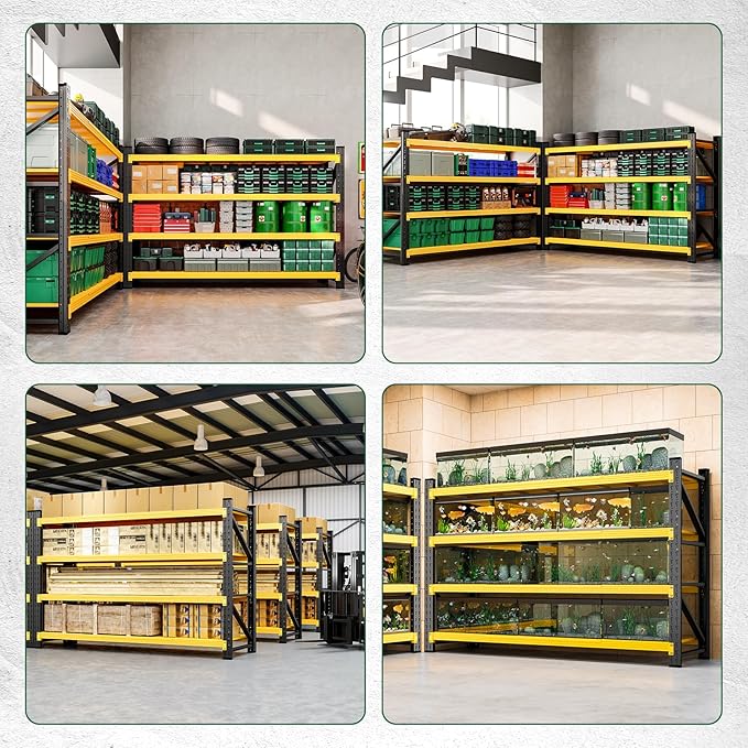 Letaya 71.3" W Metal Storage Shelves,5000LBS Heavy Duty Garage Shelving Units, 4 Tier Adjustable Utility Rack Shelf,Large Industrial Shelves,for Shop,Warehouse,Basement (71.3" W x 24" D x 70" H)