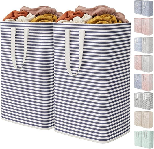 Lifewit 2 Pack Laundry Hamper Large Collapsible Laundry Baskets, Freestanding Waterproof Clothes Hamper with Easy Carry Handles in Laundry Room Bedroom Bathroom College Dorm for Adults, Navy, 2 x 80L