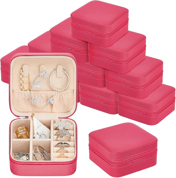 Taiyin Travel Jewelry Case, Bridesmaid Gifts Mini Jewelry Organizer, PU Leather Portable Earring Box for Women Girls