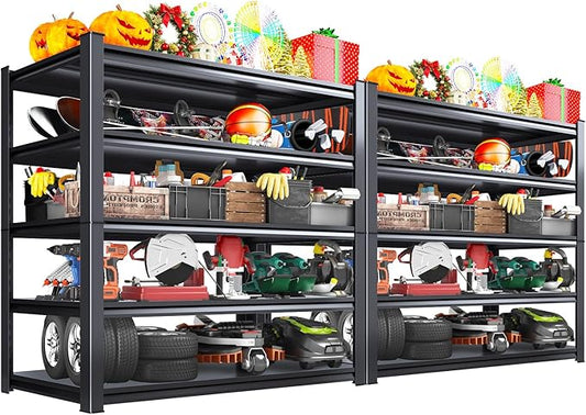 Garage Storage Shelves 5-Tier,Garage Storage System Shelves Adjustable,Storage Shelving for Basement,Pantry,Kitchen,Warehouse (2, 72" H x 59" W x 19.6" D)
