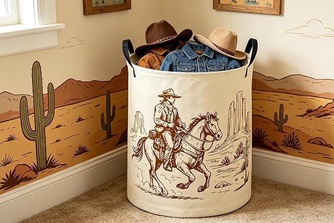 Kids Laundry Basket Cow Boy Hamper for Nursery Boys Hamper Cute Kids Storage Bin Organizer Room Decor for Home(Cow boy)