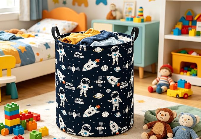 Baby Laundry Hamper kids laundry Basket Waterproof Laundry Bag for Bedroom Toy Clothes Organizer Room Décor(Astronaut)