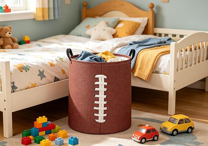 Baby Laundry Hamper kids laundry Basket Waterproof Laundry Bag for Bedroom Toy Clothes Organizer Room Décor(Football)