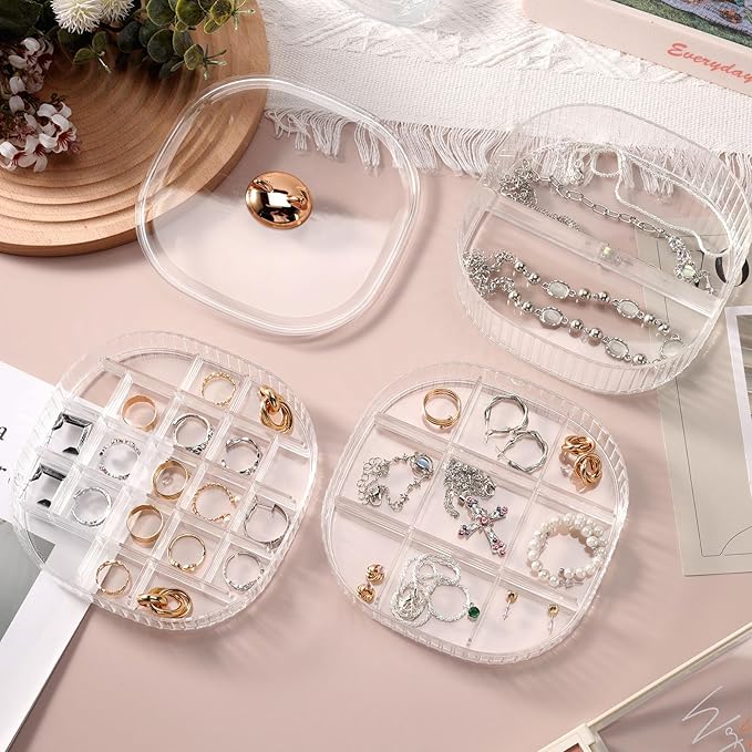 Sunkaioo Earring Organizer,Stackable 3-Layers Clear Jewelry Box with Lid,Stud Earring Organizer for Women Girls,Earring Box Display Holder for Earrings Ring Studs Bracelet Necklace Crafts (Clear)