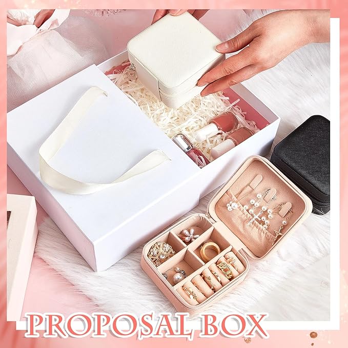 Taiyin Travel Jewelry Case, Bridesmaid Gifts Mini Jewelry Organizer, PU Leather Portable Earring Box for Women Girls