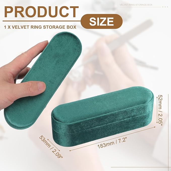 uxcell Velvet Ring Box, 11 Slots Travel Jewelry Case Ring Holder Organizer for Women Gift Proposal Christmas, Dark Green