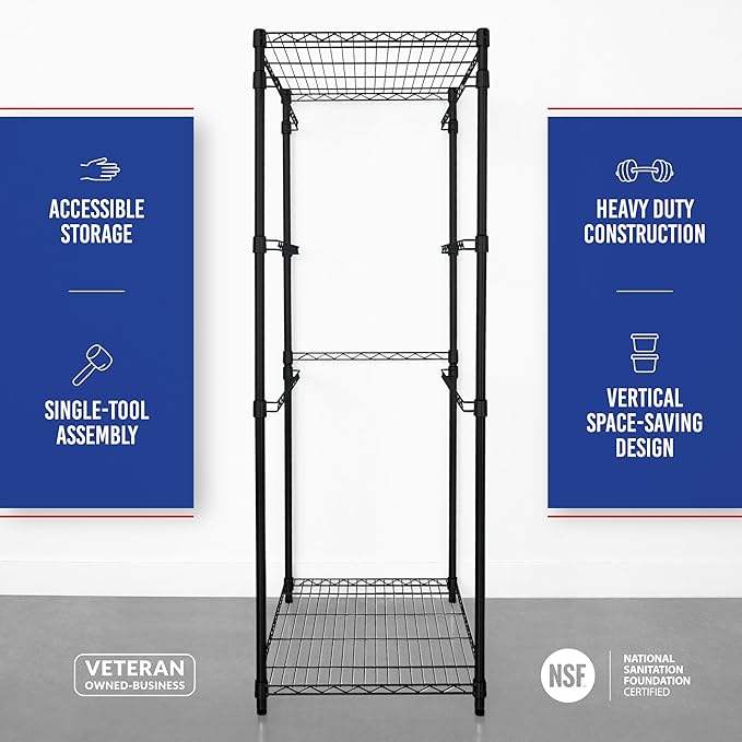 SafeRacks 5-Tier Steel Tote Rack - Maximize Space, Declutter, Organization, NSF Certified, Bin Storage for Garage, Pantry, Kitchen, Workspace, 5 Shelves, 31″ x 23″ x 68″, Black
