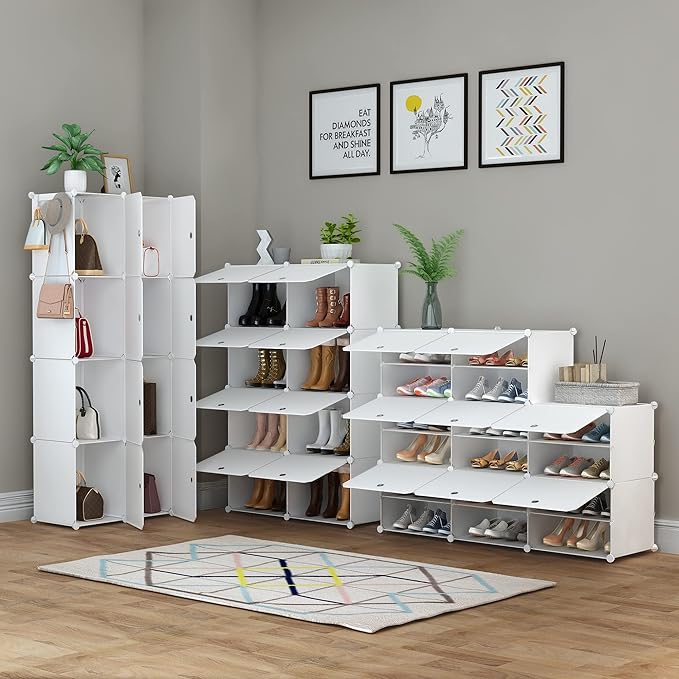 HOMIDEC Shoe Rack, 8 Tier Shoe Storage Cabinet 32 Pair Plastic Shoe Shelves Organizer for Closet Hallway Bedroom Entryway | 32 Pair, Shoe Shelves, Organizer, for Closet