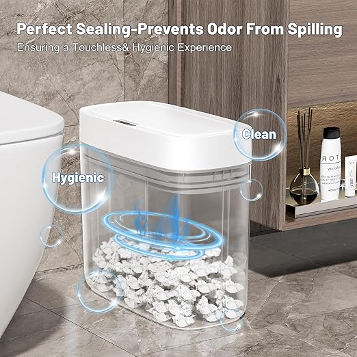 JUDRDO Small Trash Can for Bathroom, 3.5 Gallon Automatic Touchless Trash Can with Lid,Motion Sensor Slim Garbage Can Waterproof Trash Bin Waste Basket for Bedroom, Kitchen