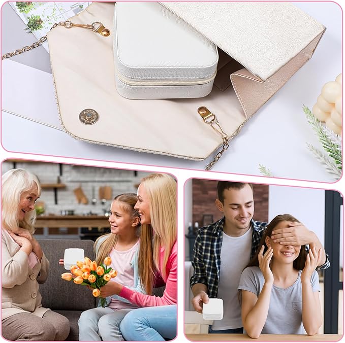 12pcs Mini Travel Jewelry Case,White Bridesmaids Proposal Small Jewelry Box Mini Jewelry Organizer,Small PU Leather Portable Storage Box for Rings,Earrings,Necklaces,Pendants,Bracelets