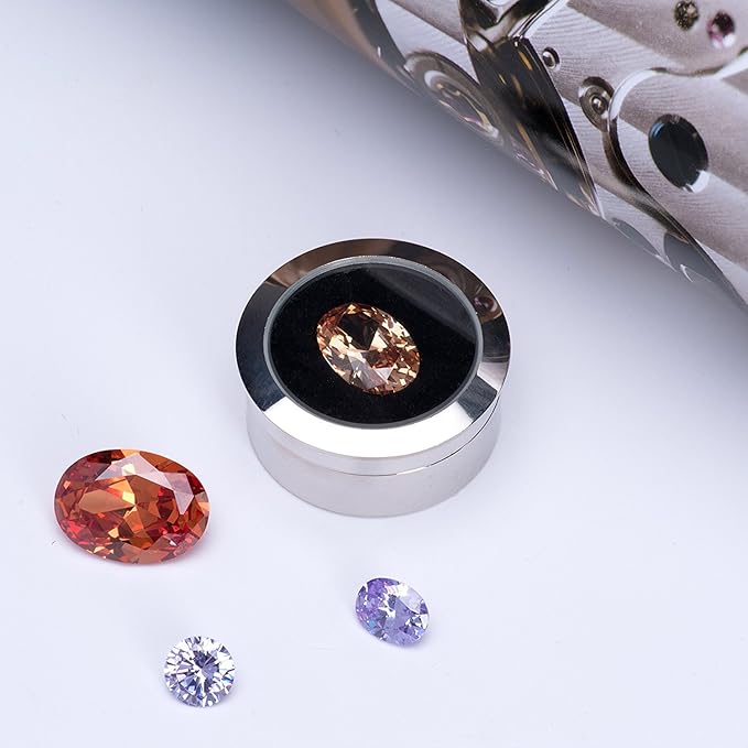 Mini Diameter 1.3 inch Loose Diamond or Gemstone Display Box Case Holder Show Container Metal (Silver- 1.3x0.5)