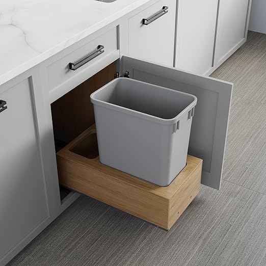 Dowell Single 35Qt Undermount Trash Pull-Out Waste Container with Full Extension Soft-Close Slides, Bottom Mounted, Face Frame/Frameless Min. Cabinet Opening: 12-1/2 Inch Wide-4008 0115 35