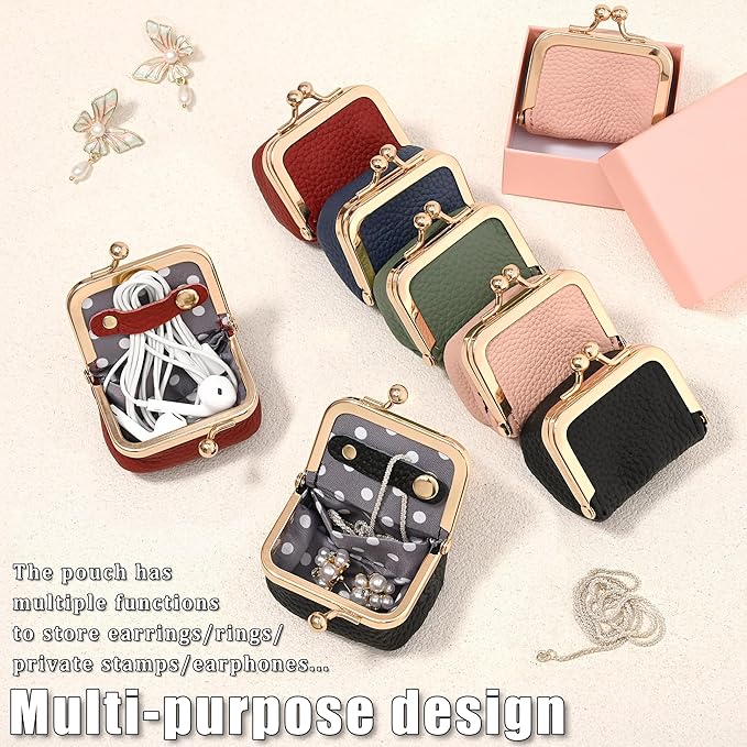 Zivyes Mini Jewelry Box Travel Small Coin Purse Organizer Case Genuine Leather Tiny Size (Black1)