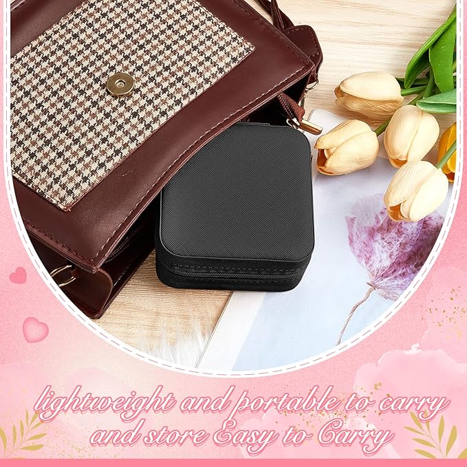 Taiyin Travel Jewelry Case, Bridesmaid Gifts Mini Jewelry Organizer, PU Leather Portable Earring Box for Women Girls