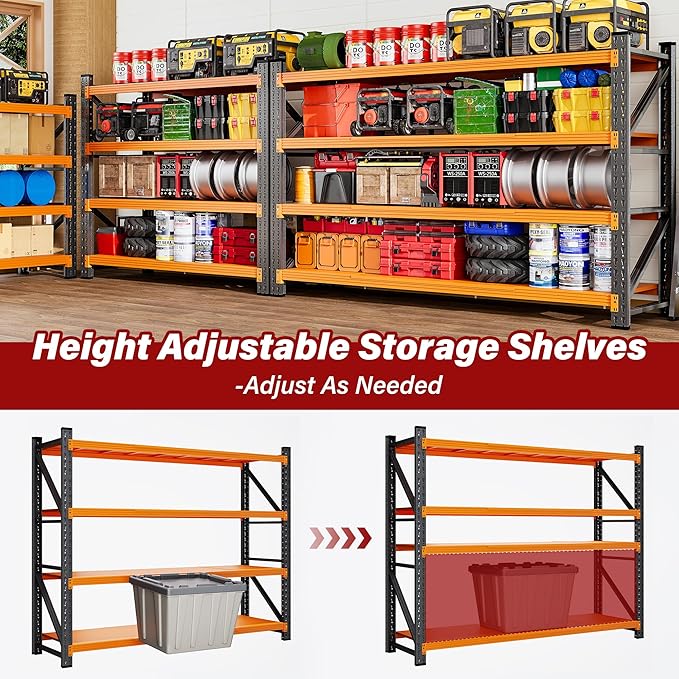 6000LBS Heavy Duty Garage Shelving Units,79" Wide & Deep Storage Shelves,Orange Metal Garage Shelves,Large Storage Rack,Steel Shelf,Industrial Shelving for Shop,Warehouse,79" W x 24" D x 79" H