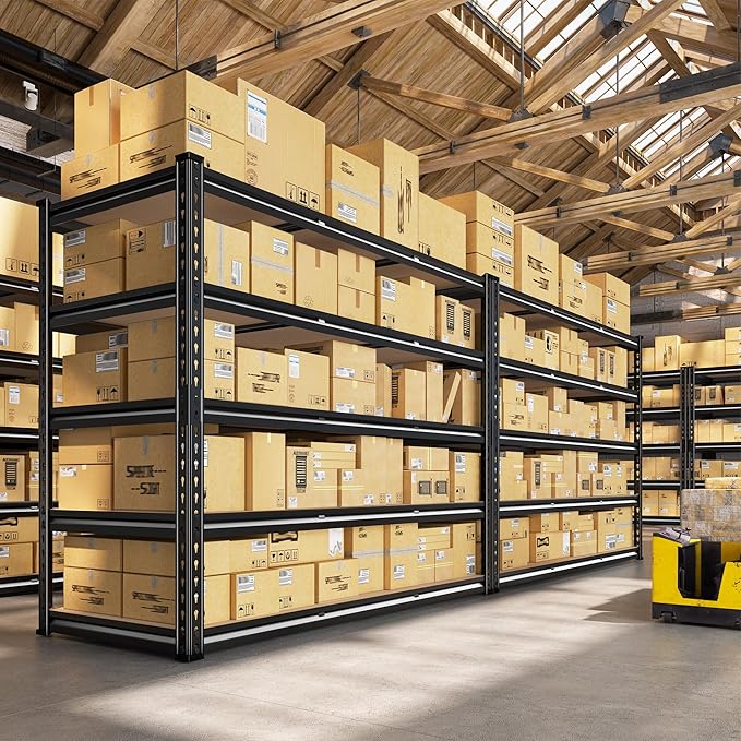 REIBII 48" W Garage Shelving 3080LBS Storage Shelves 5 Tier Heavy Duty Shelving Adjustable Garage Shelves for Basement, Warehouse, Commercial, Easy Assemble, 48" W x 72" H x 24" D, 2PC