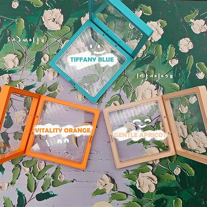 12PCS 3D Floating Frame Display Stand, Jewelry Box, Gift Box, Ornament Organizer, Small Travel Jewelry Box, PE Film Anti-Oxidation, Suspended Display Box Stackable (4.33 * 4.33, Type 4)