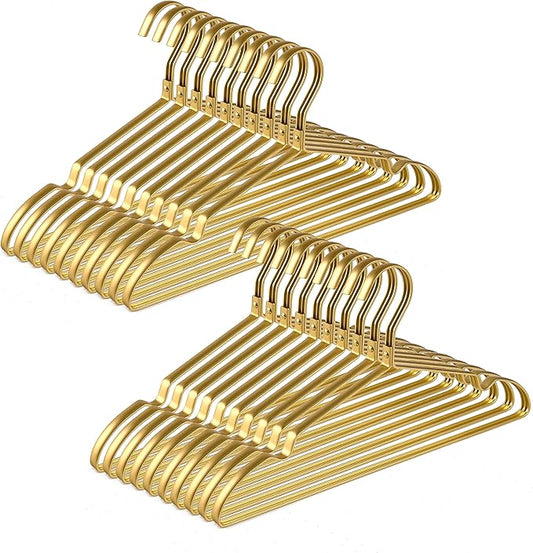 Amber Home Premium Matte Gold Aluminum Coat Hangers 20 Pack, 16.5” Extra Smooth & Durable Metal Shirt Dress Hanger, Light & Sturdy Metal Rack for Jacket Trouser Pant Slack